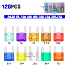 120PCS Mini Blade Fuse Assortment Auto Car Motorcycle SUV FUSES Kit For ATM