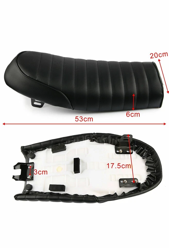 Sillín plano universal para moto café corredor asiento para Suzuki GS Honda CB500 Foto 4 de 4