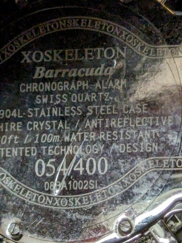 XOSKELETON BARRACUDA Limited Edition #054/400 Chronograph Alarm Swiss Made Watch - Picture 12 of 23