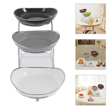 3 Tier Fruit Serving Bowls w/ Stand Fruit Serving Bowl Holder for Kitchen Silver
