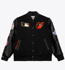 Baltimore Orioles Black Out Collection Vintage Logo Snap Wool Varsity Jacket