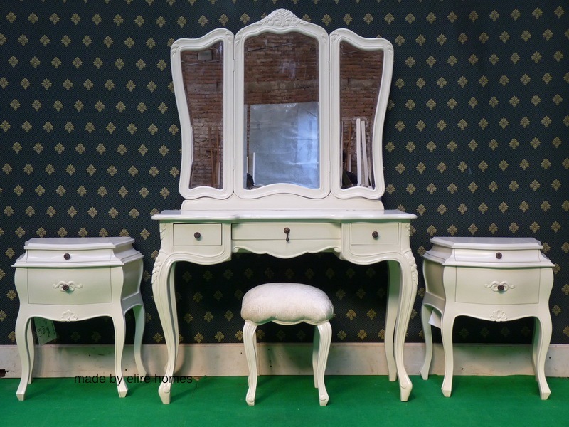 White or Cream Five piece Rococo Bedroom french wood set Dressing table,  bedside | eBay