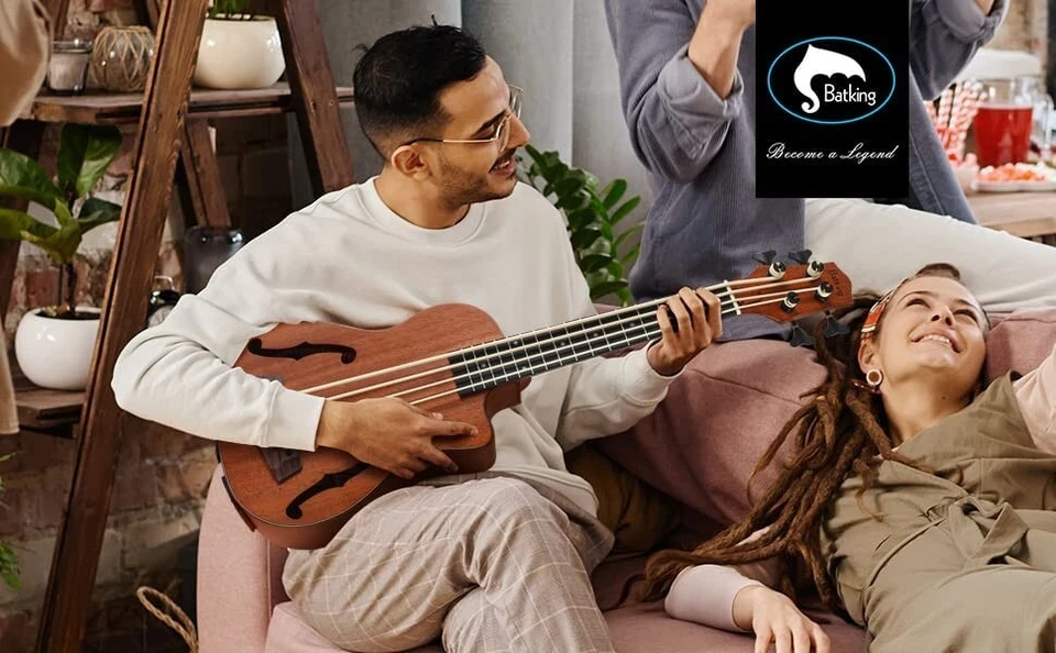 Bass Ukulele UBass Baritone 30 Inch Mahogany F-Holes Cutaway Style W/EQ Gig Bag - Image 2 of 4