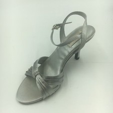 New Dyeables Womens Natalie Sandal Heel Silver Satin Private Collection
