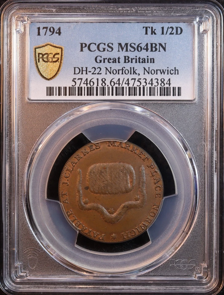 1794 Great Britian Norfolk, Norwich Conder 1/2 Penny - PCGS MS64 - Rare Top POP! - Image 3 of 4