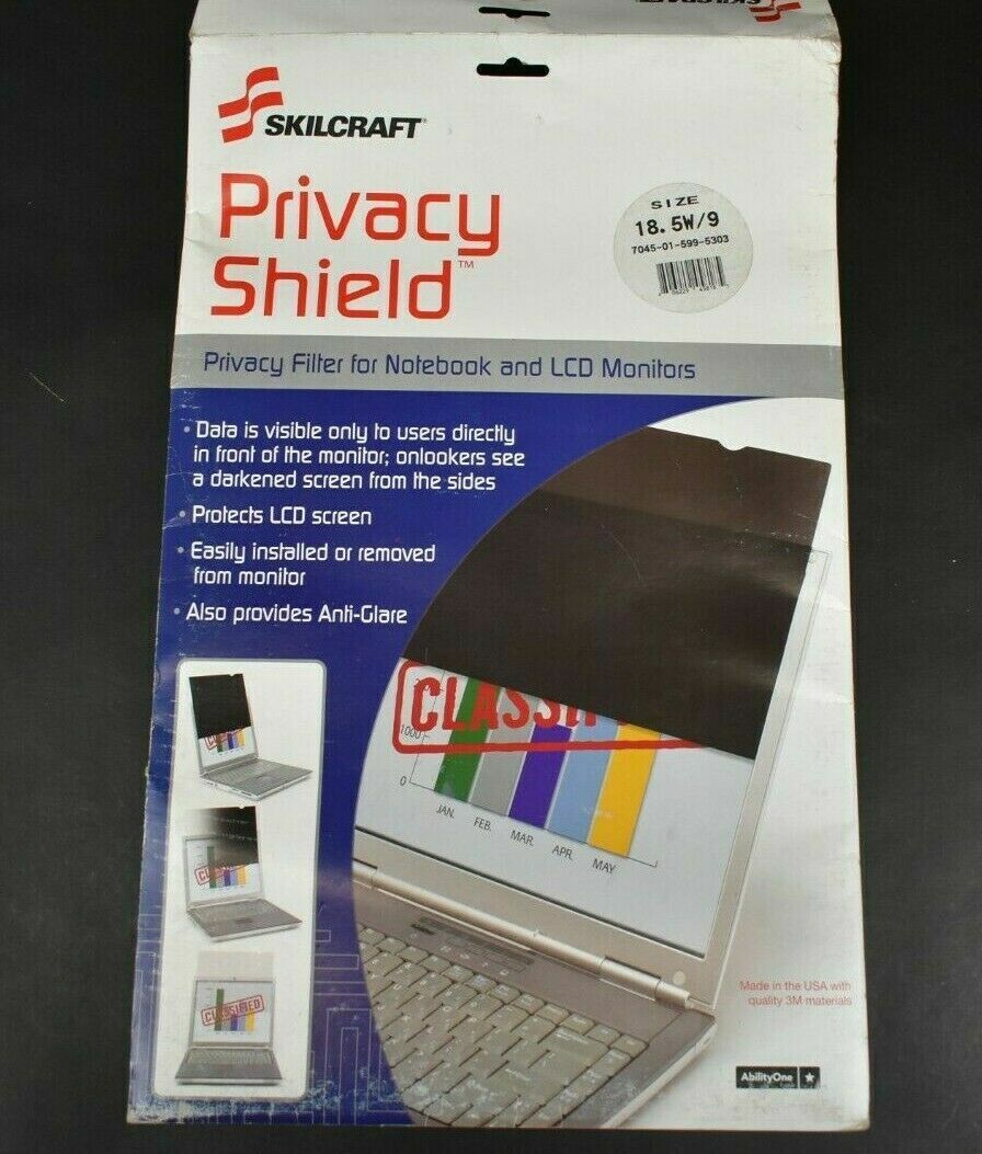 Skilcraft Privacy Shield Filter Notebook LCD Monitors 16" x 9" Diagonal 18-1/2"