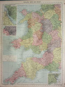 1940 MAP ~ ENGLAND WEST & WALES ~ INSET LIVERPOOL ...