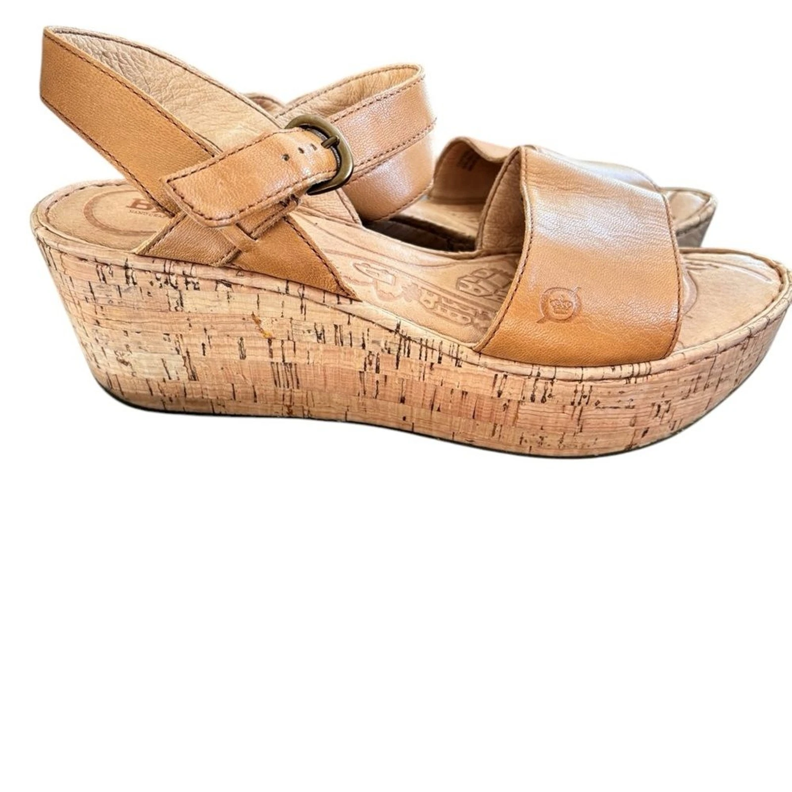 MBT Sandalo Born platform pelle sughero zeppa cinturino alla caviglia marrone donna tg 10M B81592