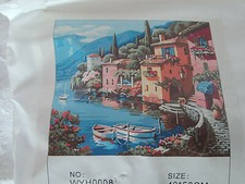 Painting by Numbers 40x50 CM 13.8" Sea Side Village Mountains Adults Beginners