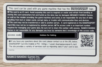 SHIPS FROM USA Unused Bandai Namco BANAPASSPORT Card Tekken Tag