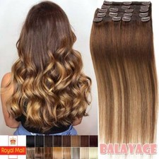 Extra Thick Clip In Remy Human Hair Extensions Double Weft Full Head CLEARANCE