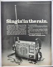 1971 Sony All Weather Radio Singin' In The Rain TFM-8100W Vintage Print Ad