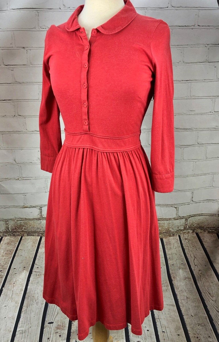 BODEN Dress Jersey Knit Long Sleeve Fit Flare Peter pan collar