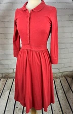 BODEN Dress Jersey Knit Long Sleeve Fit & Flare Peter pan collar Size 6L Long