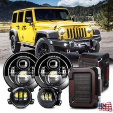 Sealed 7" Inch Round LED Headlight Tail Fog Light for Jeep Wrangler 2007+ JK JKU