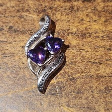 ALWAYS MY SISTER FOREVER MY FRIEND AMETHYST CHARM 925 STERLING SILVER
