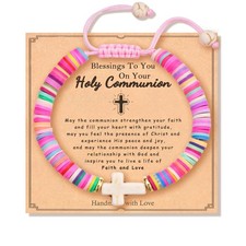Cross Bracelet for First Communion Baptism Confirmation Gifts, Cross Bead or Pea