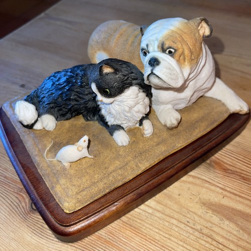 Sherratt & Simpson “Fireside Friends” Bulldog Cat Mouse 1989 Signed Simpson