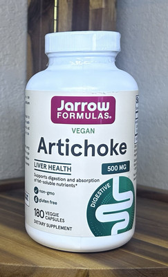 Jarrow Formulas Artichoke, 500 mg, 180 Veggie Capsules- NEW SEALED -