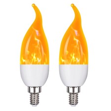 E12 LED Flame Bulb 2 Pack Flickering Effect Warm White Candelabra Light Bulb