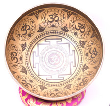 10-Inch Mandala Om Carved Tibetan Singing Bowl Sacred Sound Healing Instrument