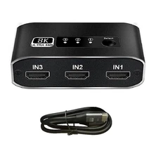1 Pcs 3x1 HDMI Switcher With 8K HDMI Cable HDMI Switcher Support HDCP2.3 HDR10 G