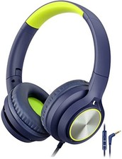 Kids Headphones with Microphone, Wired Over Ear Headsets with Limited Blue