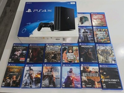 Sony PlayStation 4 PS4 Pro 1TB  Black Console CUH-7015B Bundle 16 Games 