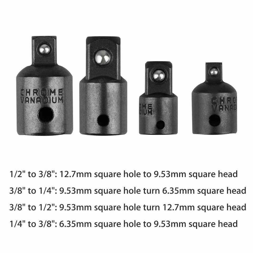 4pack 3/8" to 1/4" 1/2 inch Drive Ratchet SOCKET ADAPTER REDUCER Air Impact Set* - Image 4 of 4