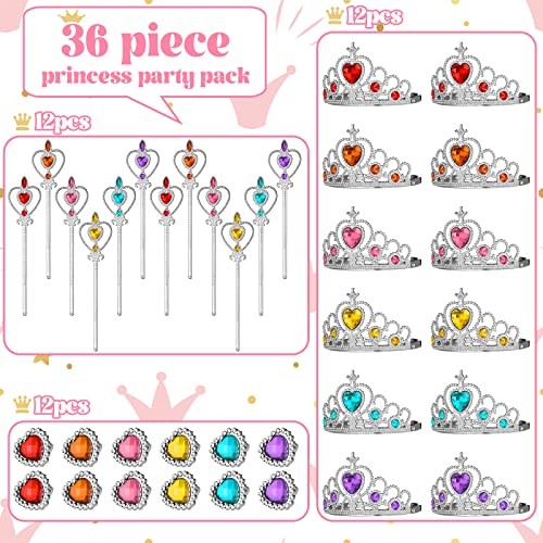 12 Princess Party Favors Costume Dress up Accessories Set Included Gift Bags - Picture 3 of 8