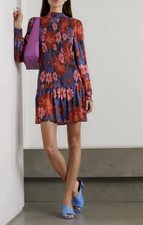 NWT Farm Rio Garden Size Large Smocked Floral Minidress Long Sleeve Stretchy