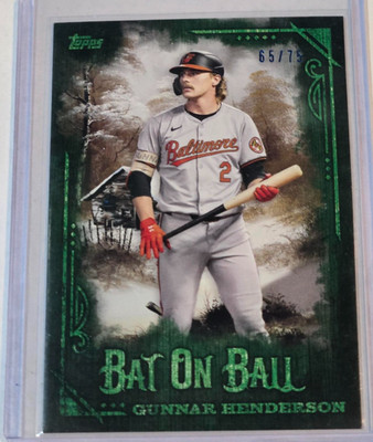 2025 Topps Bob Ross Joy of Baseball GUNNAR HENDERSON Sap Green Bat on Ball /75