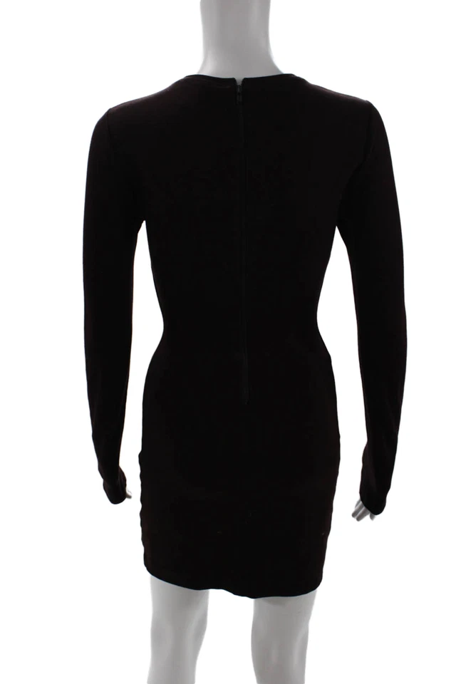 Kimberly Ovitz Womens Long Sleeves Body Con Dress Java Brown Size Small - Image 3 of 4