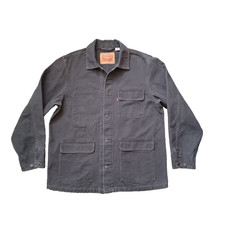 Levi Strauss  Co Chore Jacket Mens M Gray Faded Dark Wash Workwear Waterless
