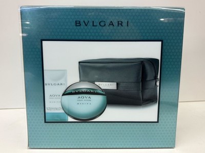 BVLGARI AQUA POUR HOMME MARINE MEN SET 1.7 EDT SPRAY 2.5 SHOWER GEL & POUCH