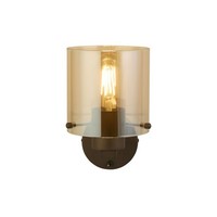 Wandleuchte Metall Glas In Mokka Bernstein Schalter H:24 Cm Wandlampe Wohnzimmer