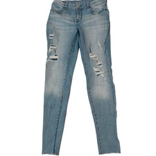 Maurices Womens Light Wash Distressed Skinny Jeans Size M REG