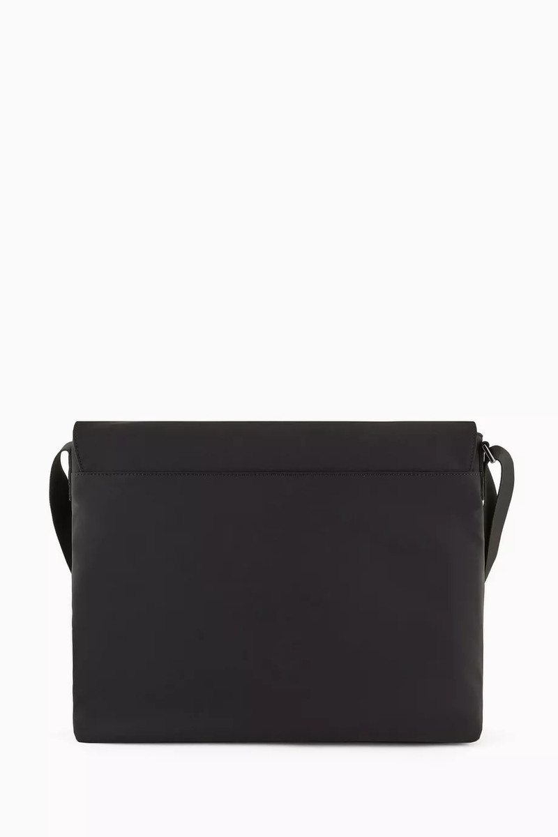 Emporio Armani Logo Messenger Bag in Nylon in Black View 5