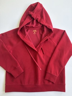 Lilly Pulitzer Red Hoodie Pullover Snap Neck Athleisure Large