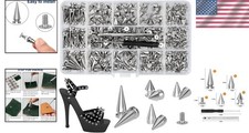 360 Pcs Punk Spikes and Studs Kit, Multiple Size Cone Spikes for Clothes, Pun...