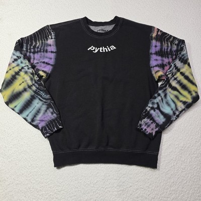 Pythia Sweatshirt Mens Medium Black Tie Dye Pullover Crewneck