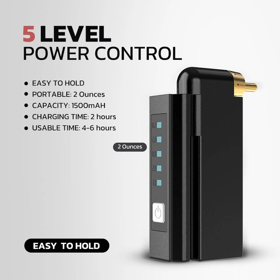 Pistola de tatuaje inalámbrica, kit de batería de tatuaje Solong 1500 mAH, plateada  Foto 3 de 4