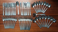Viners Beaded Stainless Steel Cutlery Forks Knives Desert Spoons 50 piece Bead