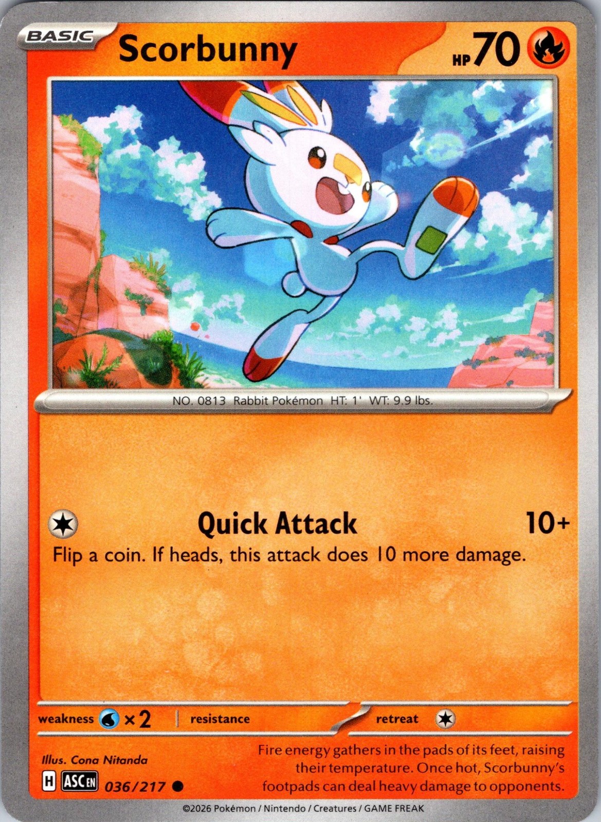 Scorbunny 036/217 Common ME: Ascended Heroes Pokemon NM