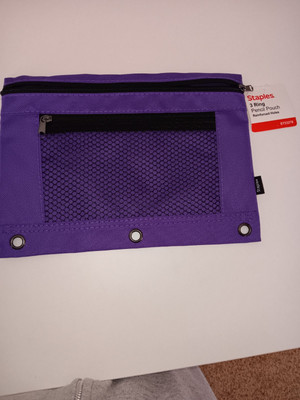 Staples Purple Mesh Pocket Pencil Pouch With Reinforced Holes  LOT OF 3