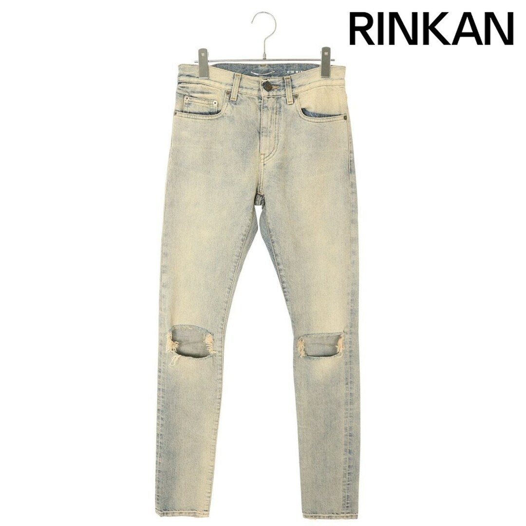 Saint Laurent Paris 16SS 410106 Y835L pantaloni denim skinny al ginocchio uomo usati f