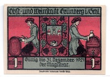1921 Germany Grunberg Notgeld 1 Mark Note (3716)