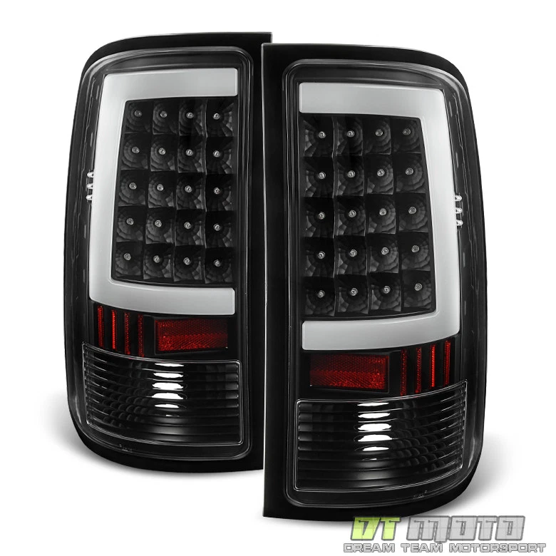 Black 2007-2013 GMC Sierra 1500 2500HD 3500HD LED Tube Tail Lights Brake Lamps - Image 2 of 4