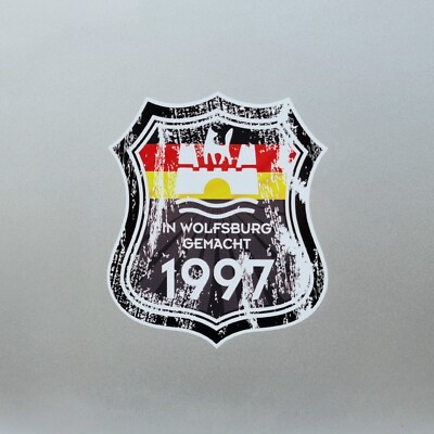 Distressed 1997 Made In Germany Wolfsburg Vinyl Sticker Decal For Car 105x90mm