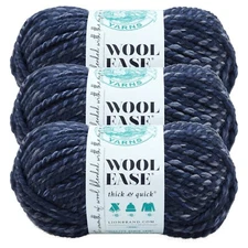 (3 Pack) Lion Brand Yarn 640-535A Wool-Ease Thick & Quick Bulky Yarn, River Run